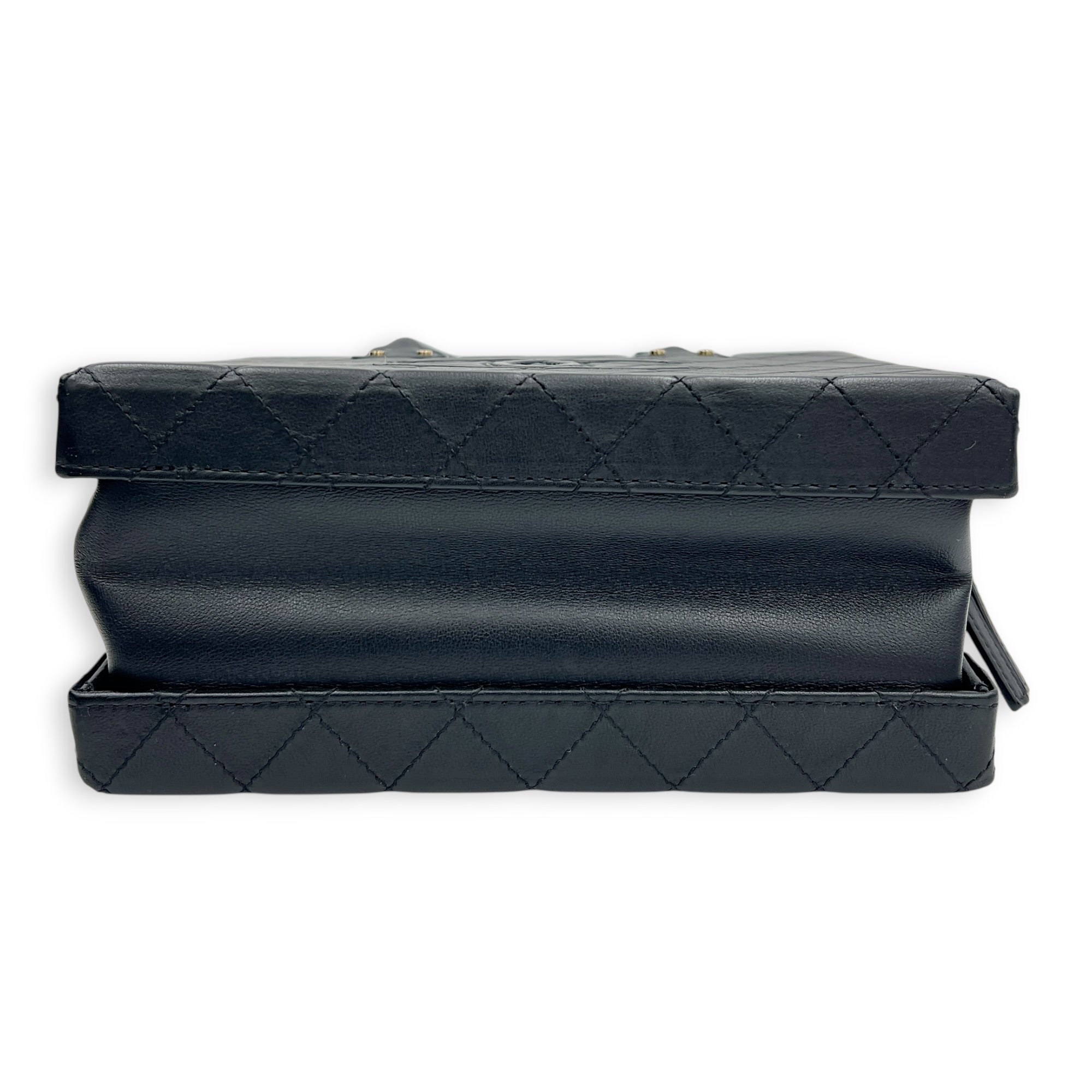 Quilted Studded Square Vanity Bag Black in Calfskin, Gold hardware