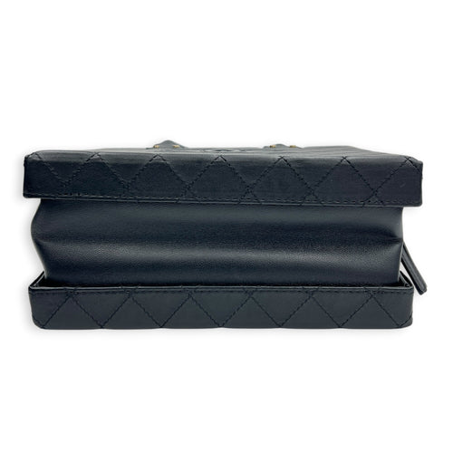 Quilted Studded Square Vanity Bag Black in Calfskin, Gold hardware