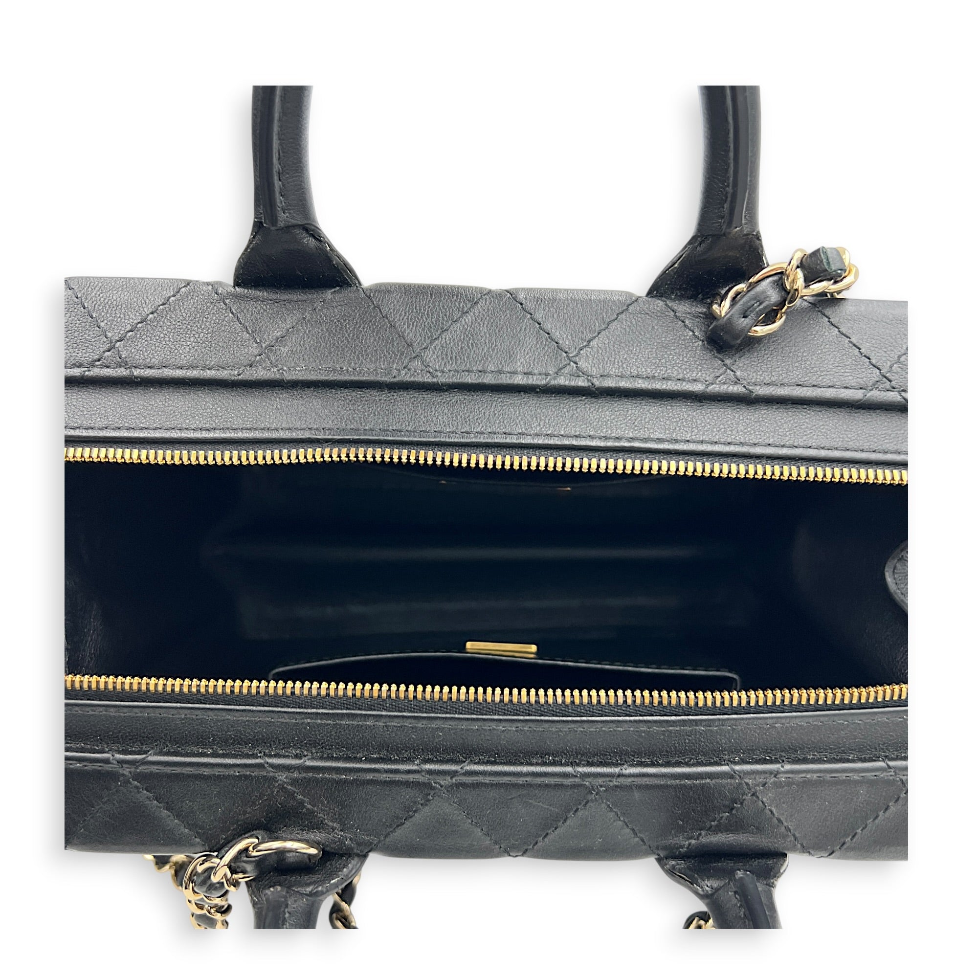 Quilted Studded Square Vanity Bag Black in Calfskin, Gold hardware