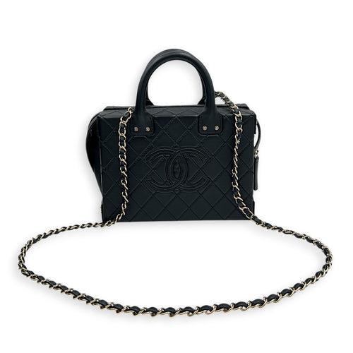 Quilted Studded Square Vanity Bag Black in Calfskin, Gold hardware