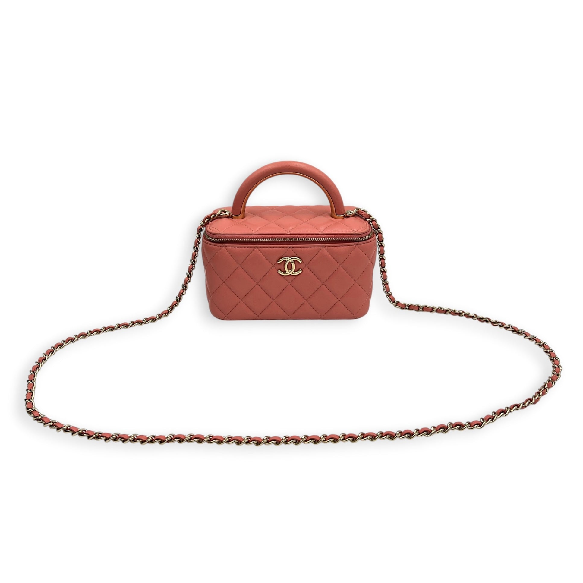 CC Vanity Top Handle Bag Pink in Lambskin, Gold hardware