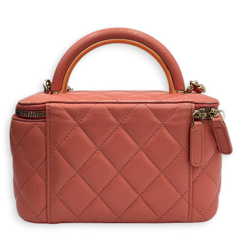 CC Vanity Top Handle Bag Pink in Lambskin, Gold hardware
