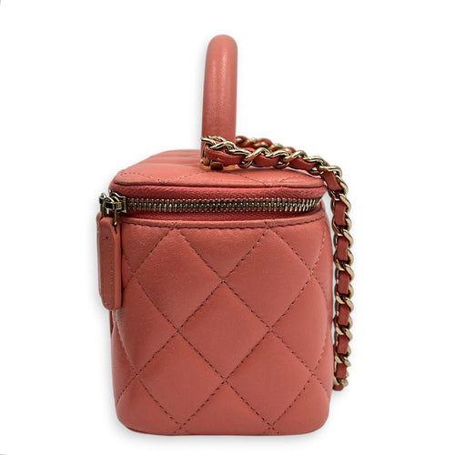 CC Vanity Top Handle Bag Pink in Lambskin, Gold hardware