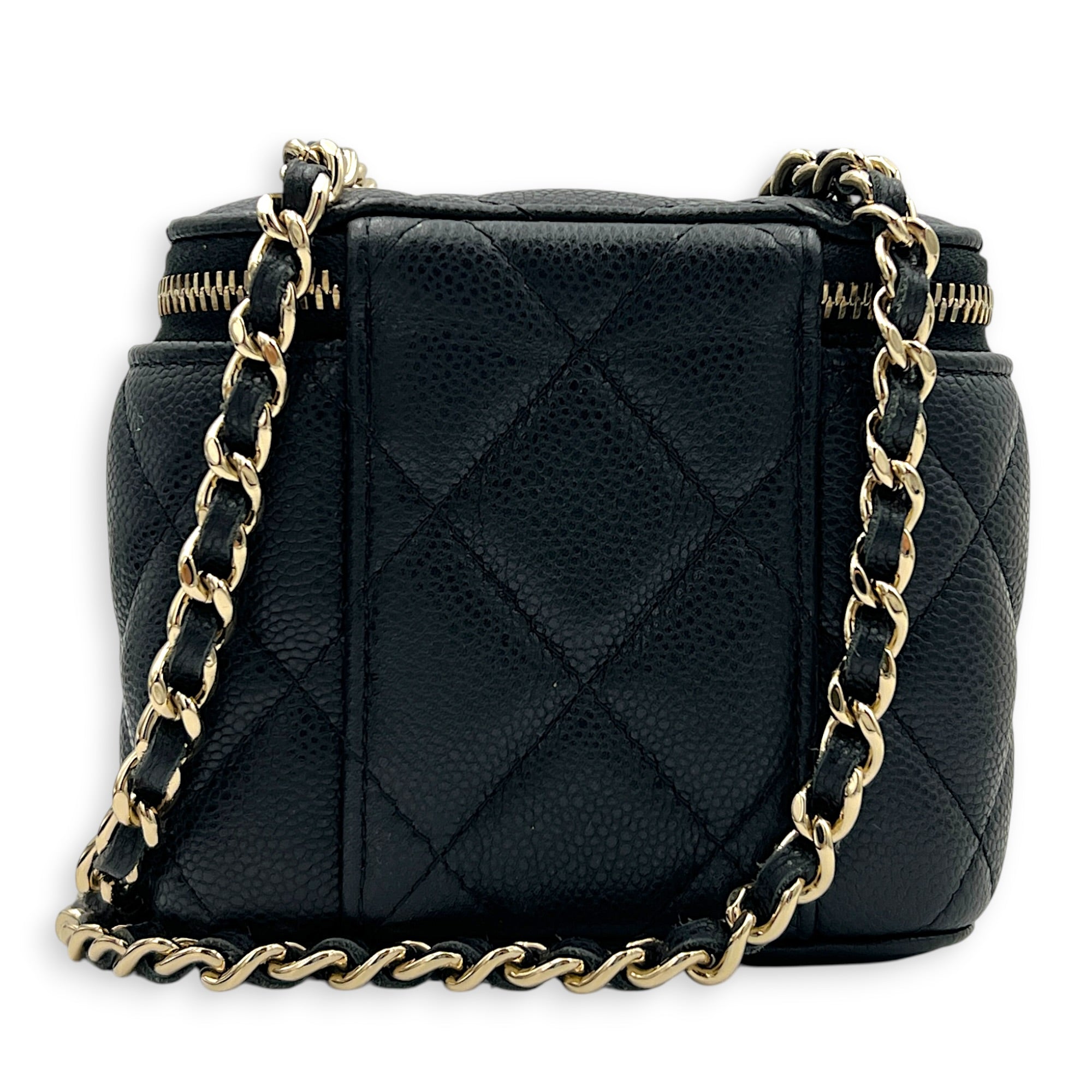 CC Vanity Bag Mini Black in Caviar Leather, Gold hardware