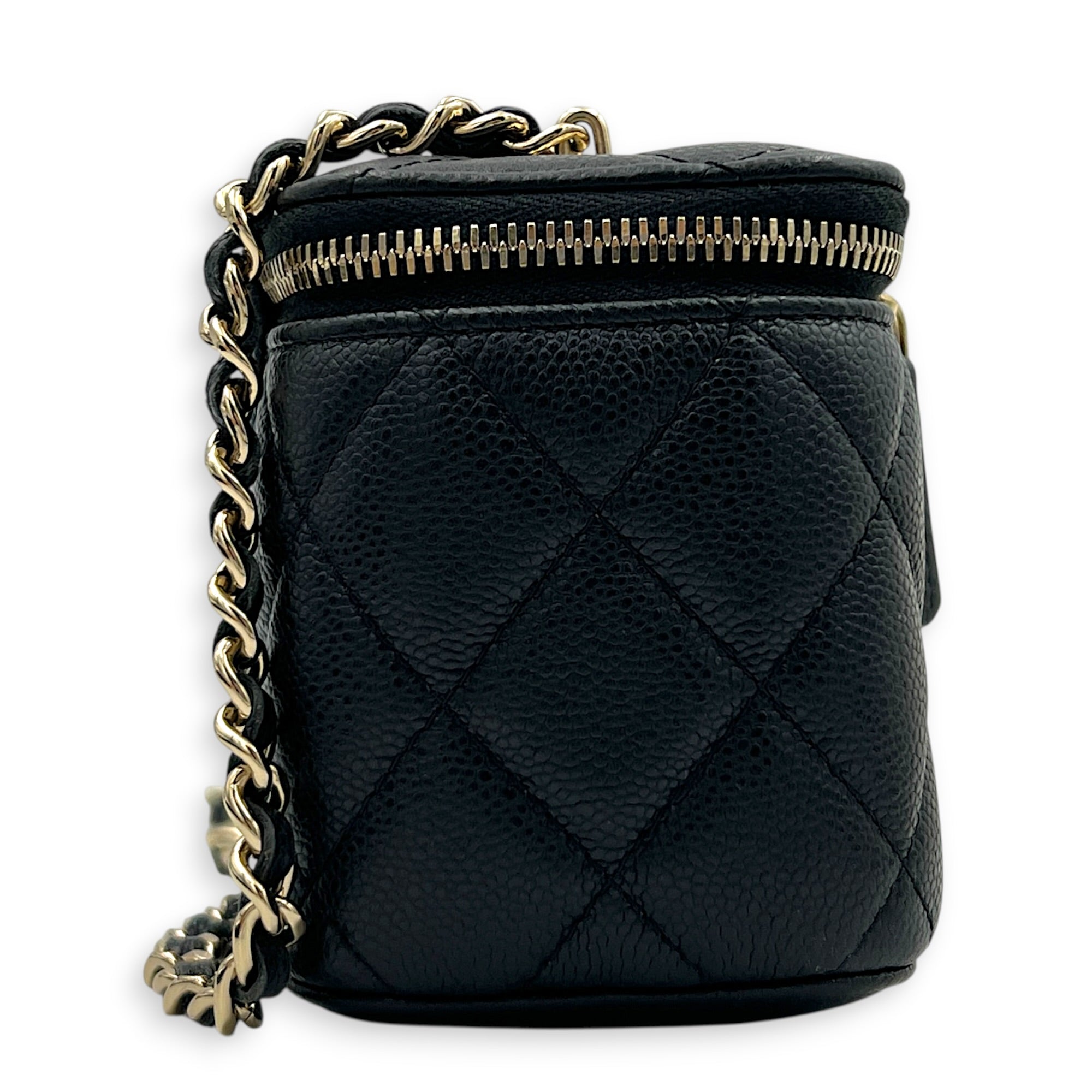 CC Vanity Bag Mini Black in Caviar Leather, Gold hardware
