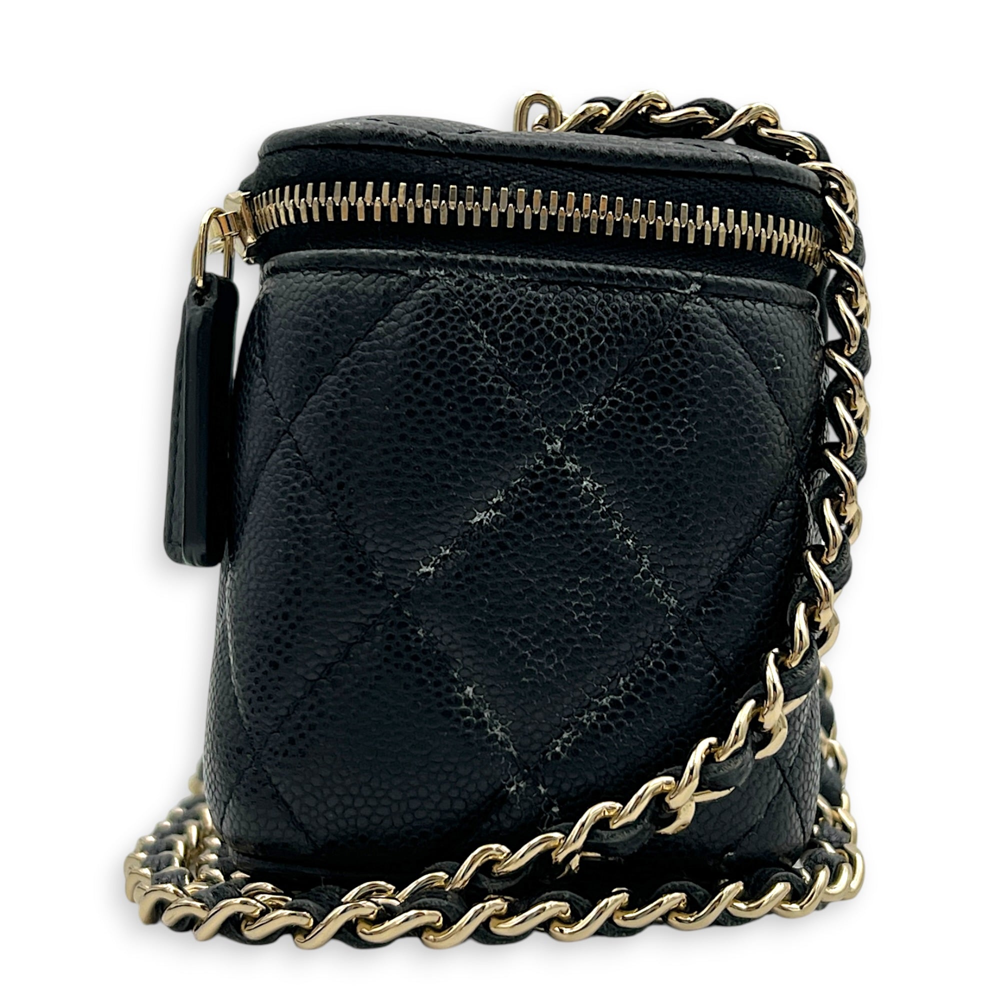 CC Vanity Bag Mini Black in Caviar Leather, Gold hardware