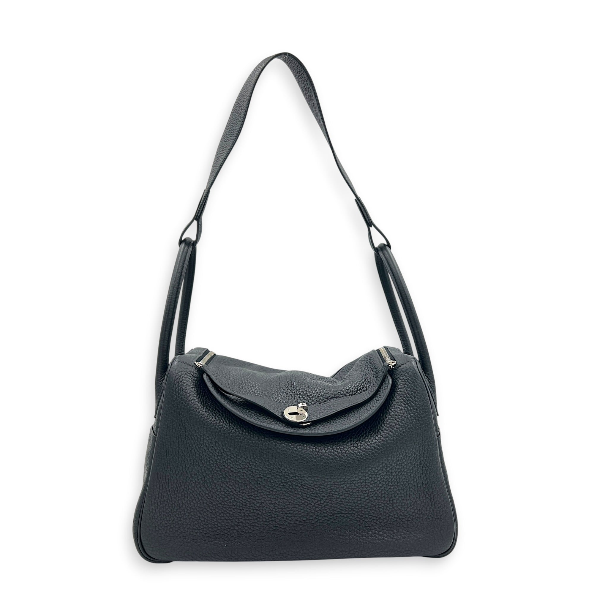 Lindy 34 Black Shoulder Bag in Clemence, Palladium hardware