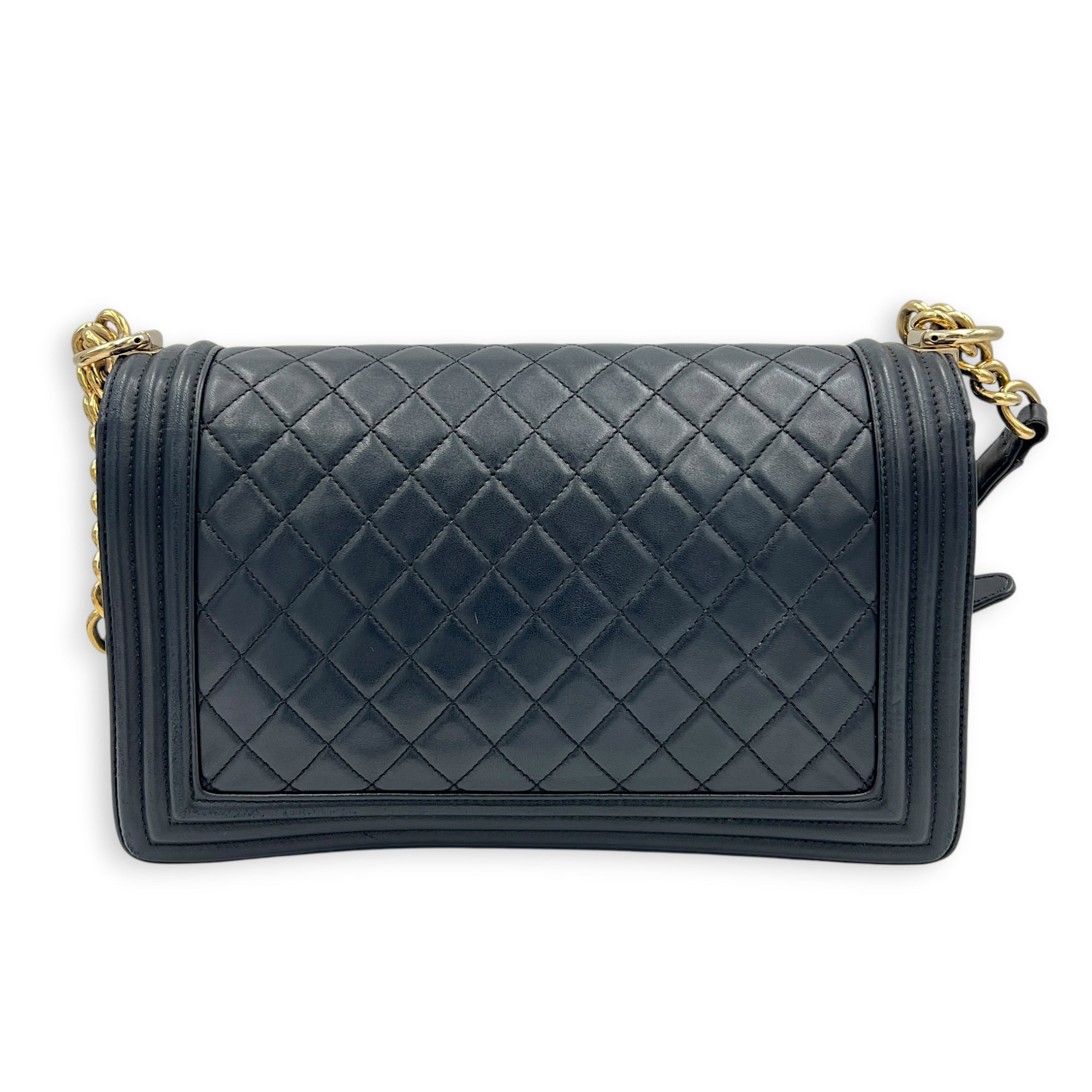 Boy Shoulder Bag Black in Lambskin, Gold hardware