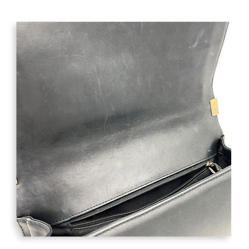 Boy Shoulder Bag Black in Lambskin, Gold hardware