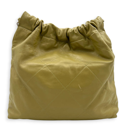 22 Tote Shoulder Bag Small Green in Calfskin, Gold hardware