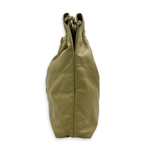 22 Tote Shoulder Bag Small Green in Calfskin, Gold hardware