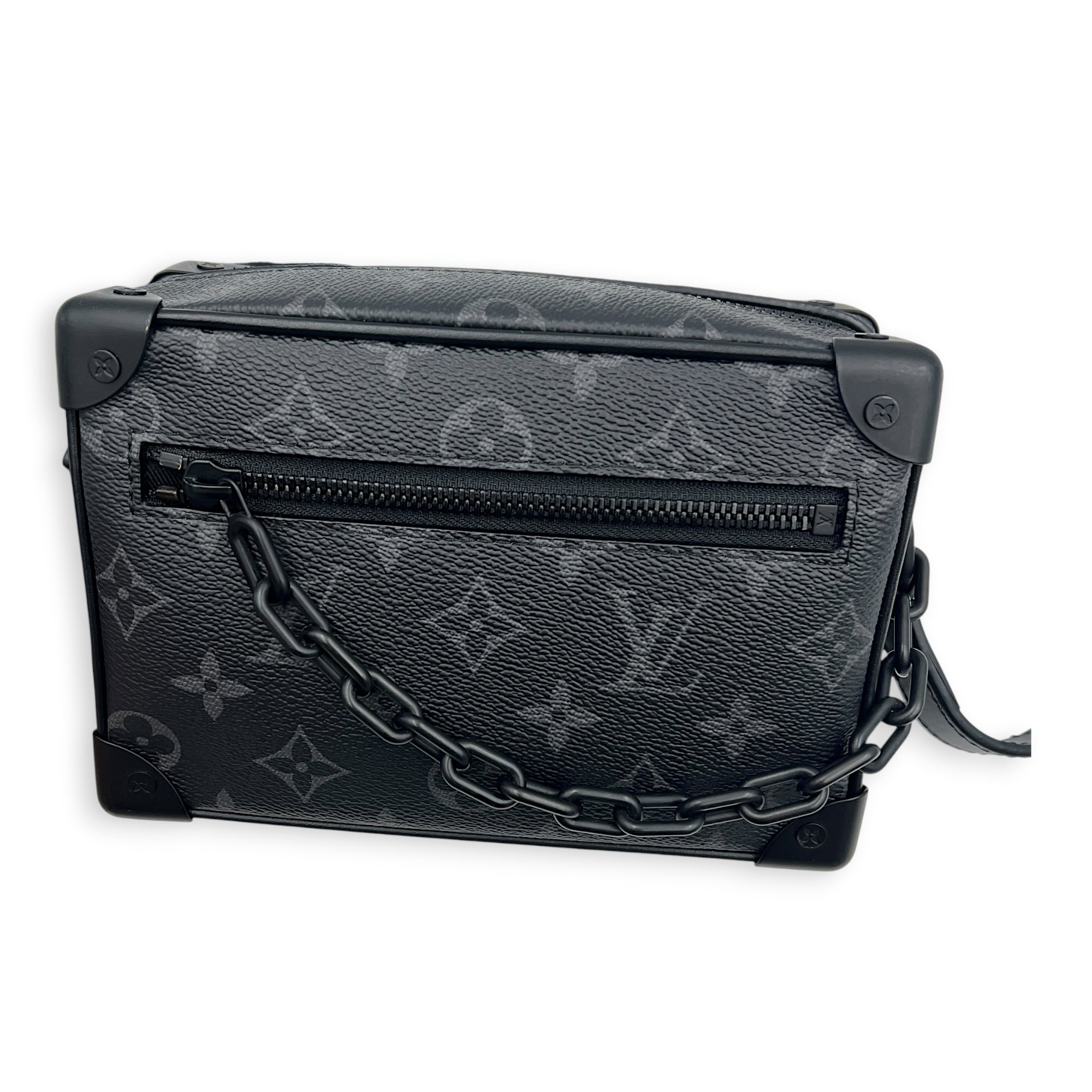 Soft Trunk Shoulder Bag Mini Monogram Eclipse in Canvas, Black hardware