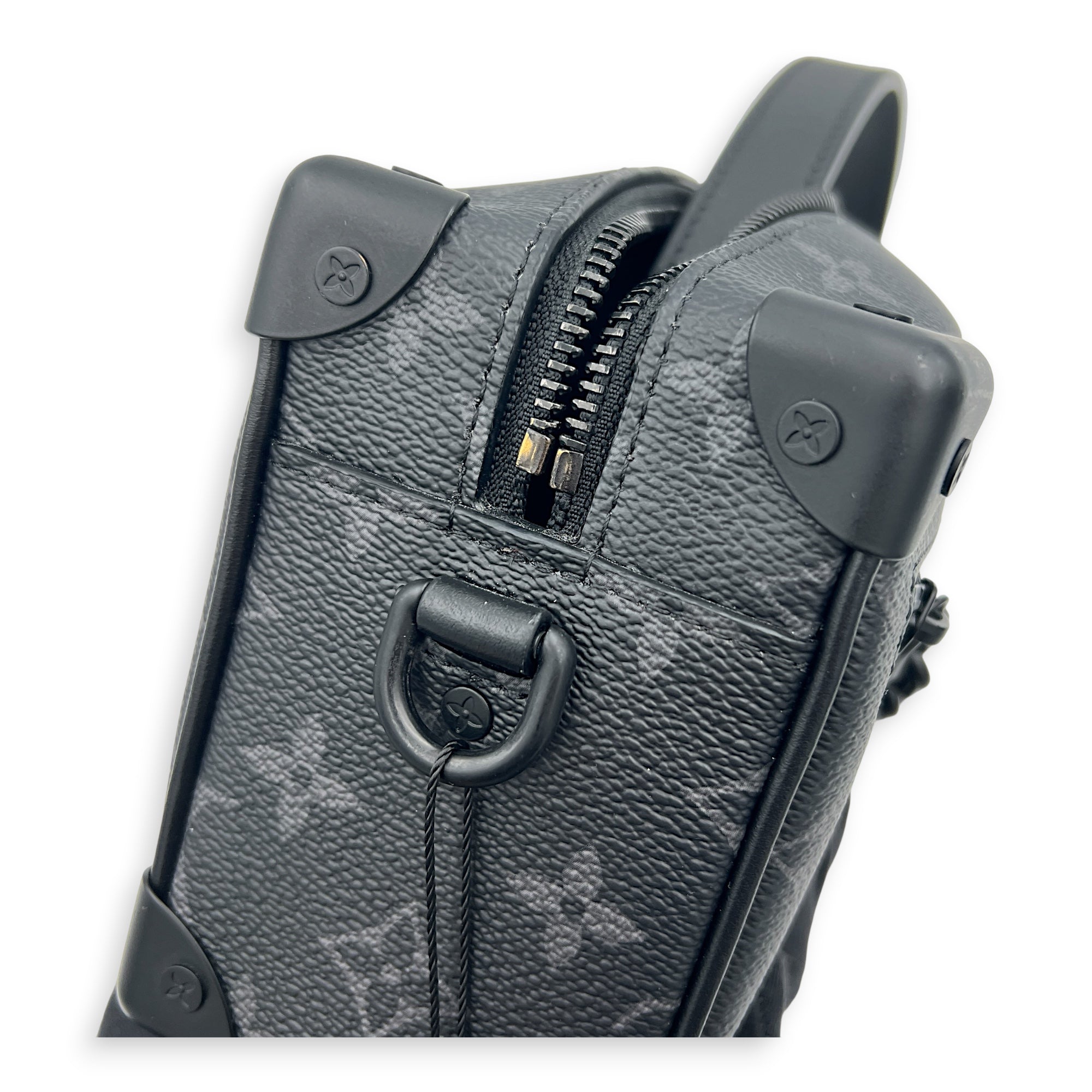 Soft Trunk Shoulder Bag Mini Monogram Eclipse in Canvas, Black hardware