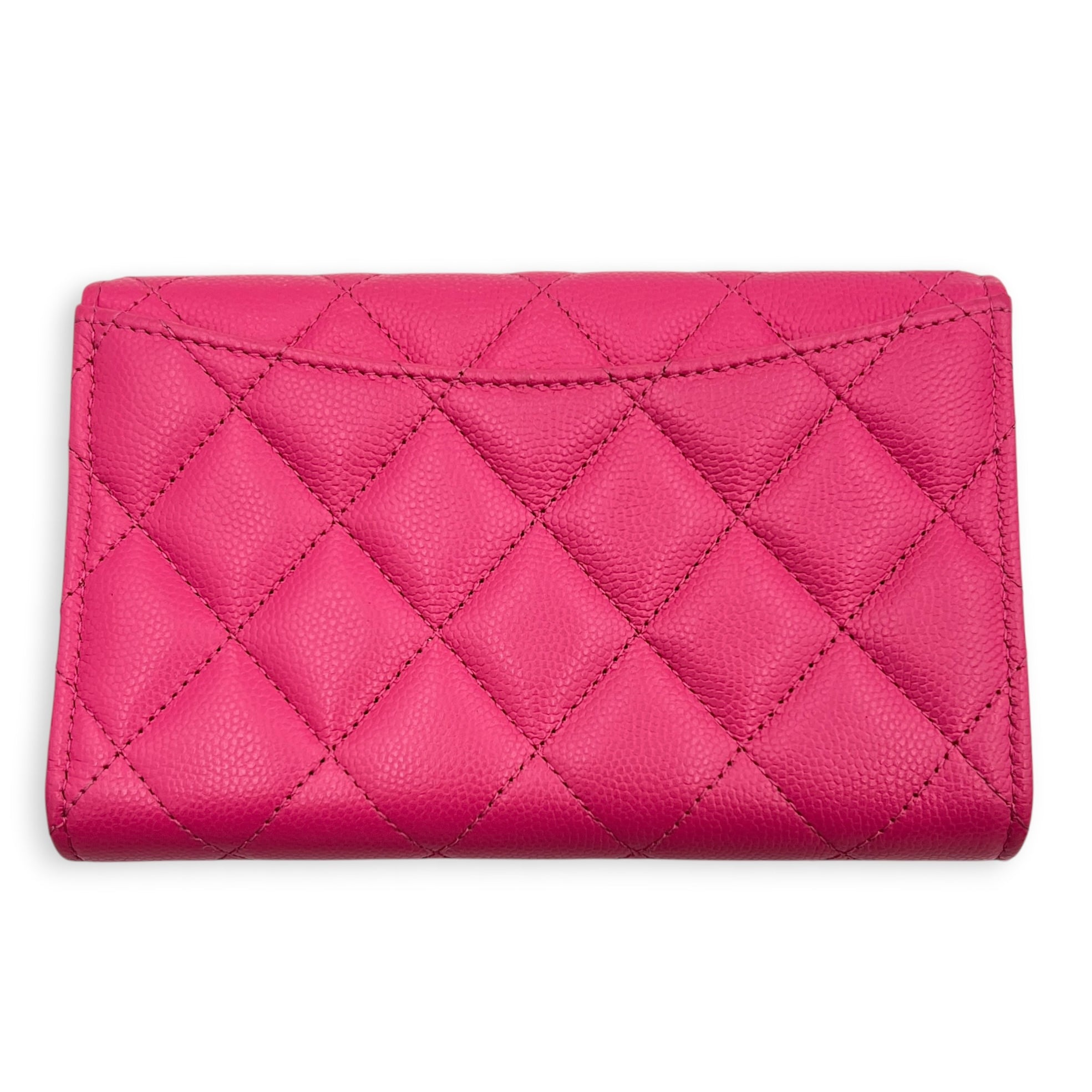 CC Wallet Pink in Caviar Leather, Gold hardware