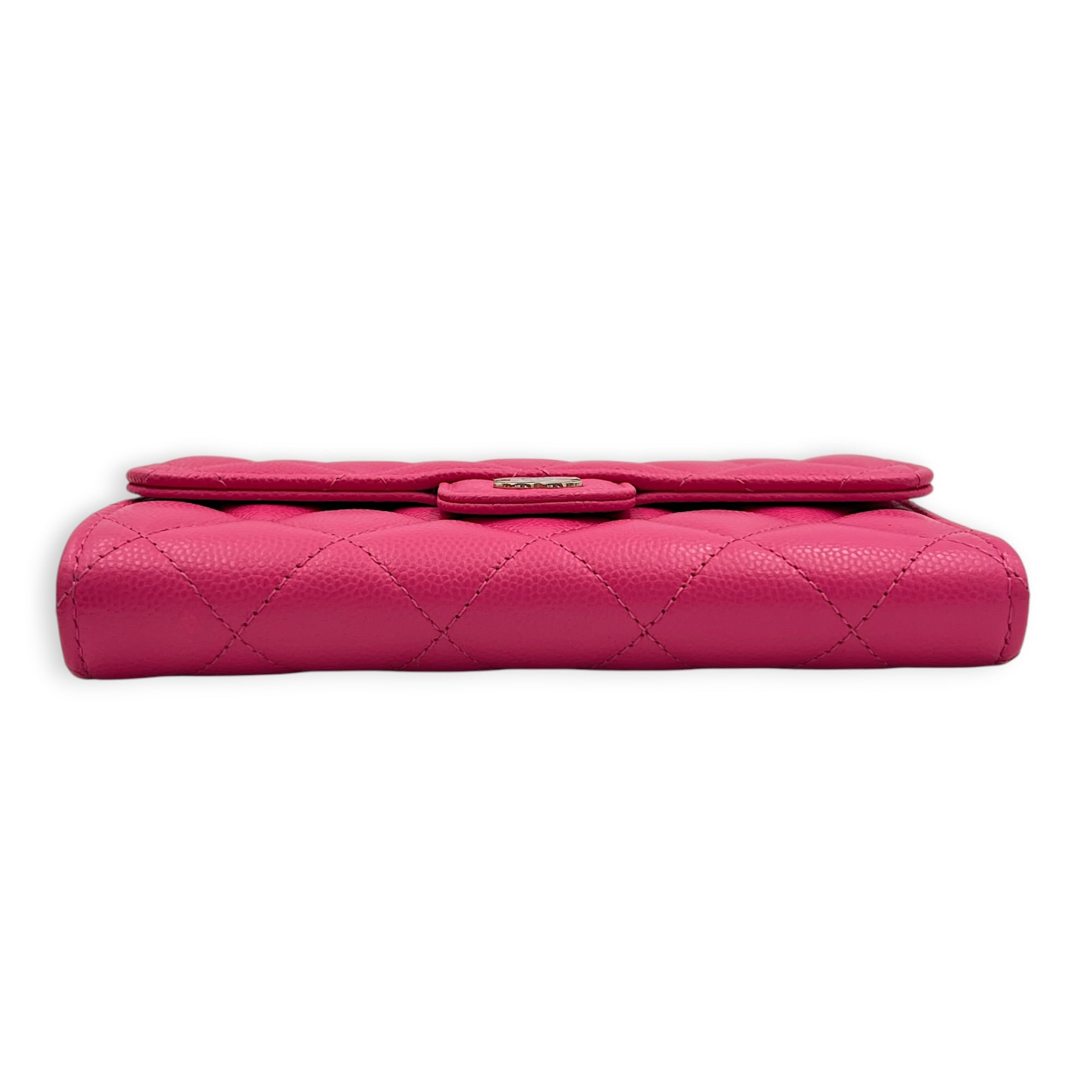 CC Wallet Pink in Caviar Leather, Gold hardware
