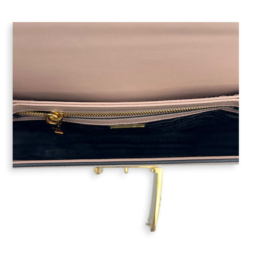 Logo Shoulder Bag Gold in Saffiano Leather, Gold hardware