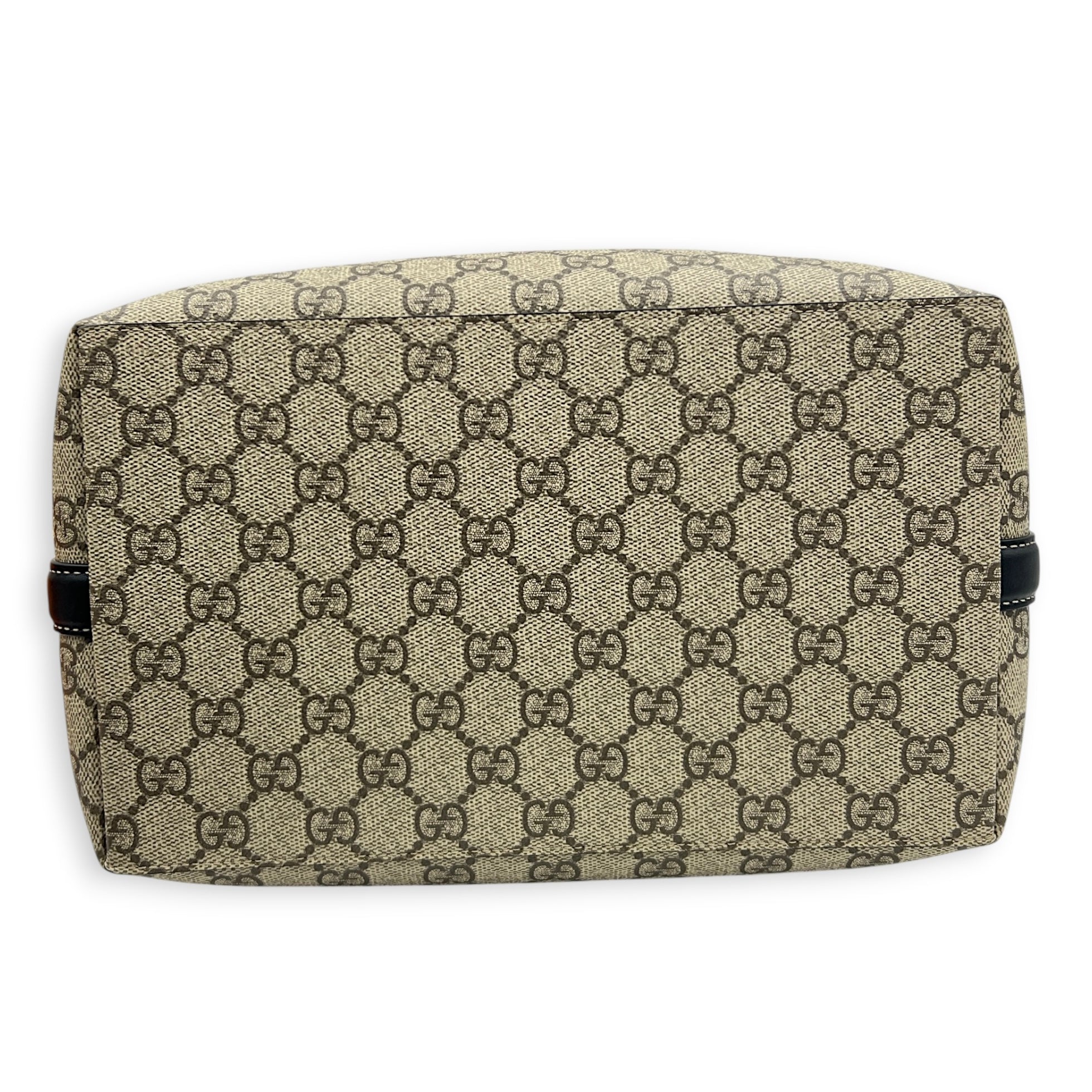 Emblem Shoulder Bag Grey in Coated Canvas, Gold hardware