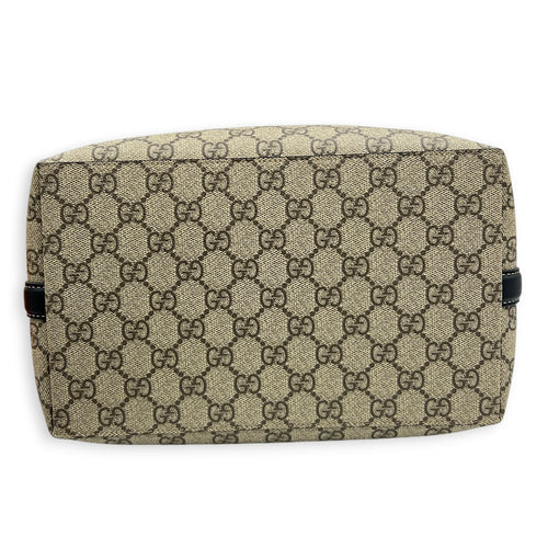 Emblem Shoulder Bag Grey in Coated Canvas, Gold hardware