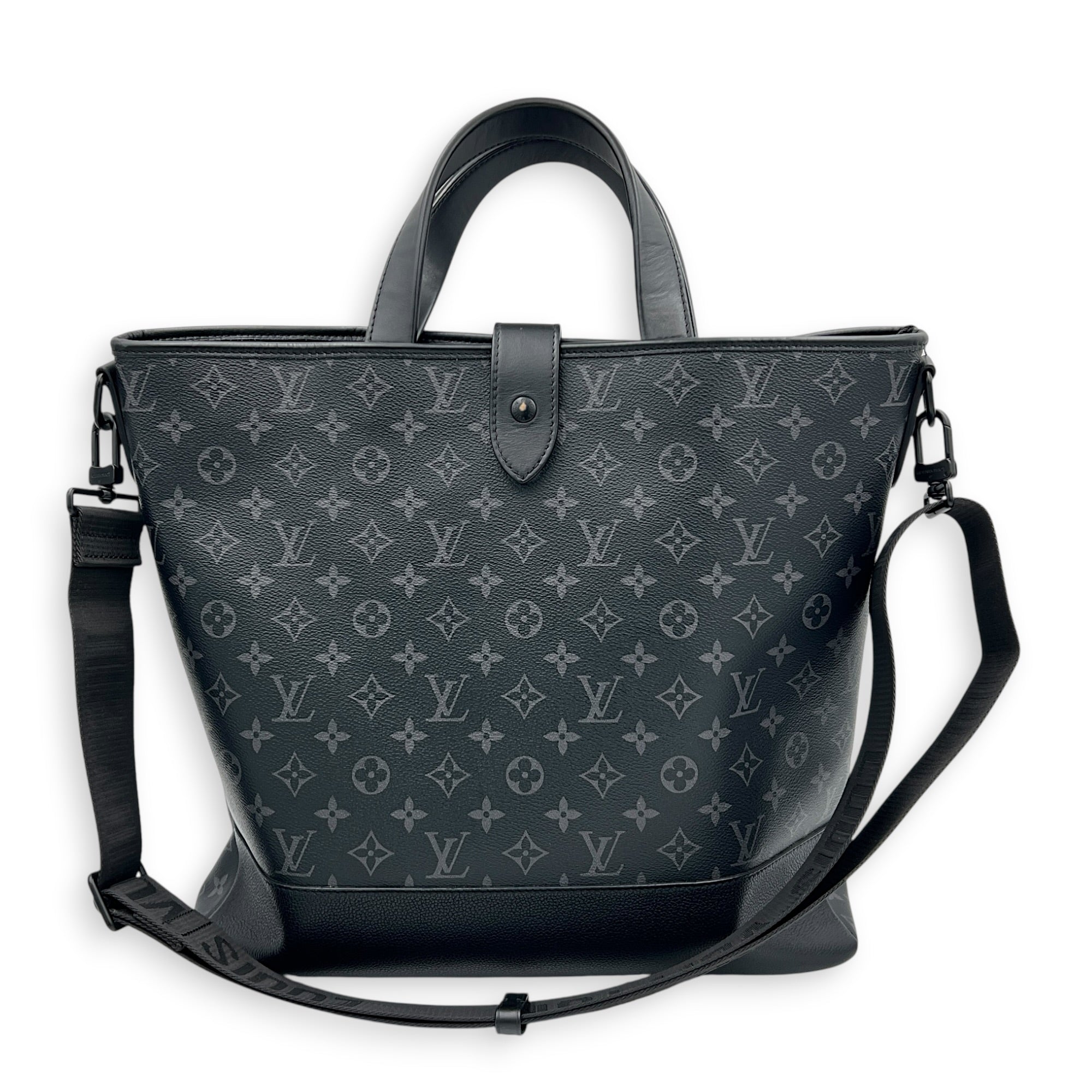 Saumur Tote Bag Monogram Eclipse in Canvas, Black hardware