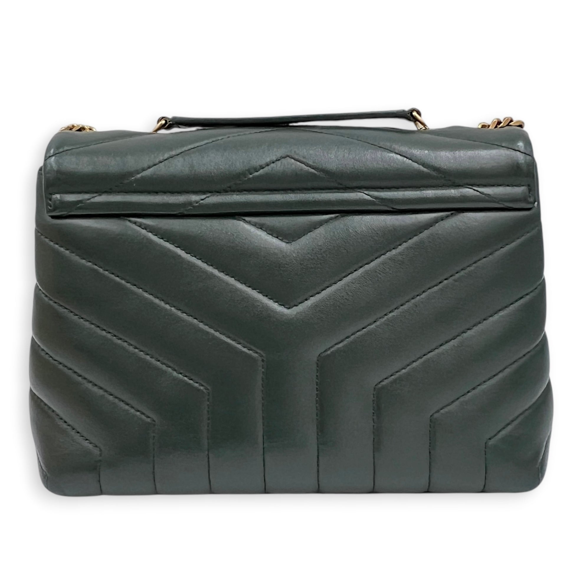 Loulou Shoulder Bag Green in Calfskin, Gold hardware