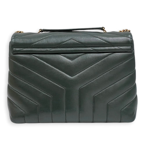 Loulou Shoulder Bag Green in Calfskin, Gold hardware
