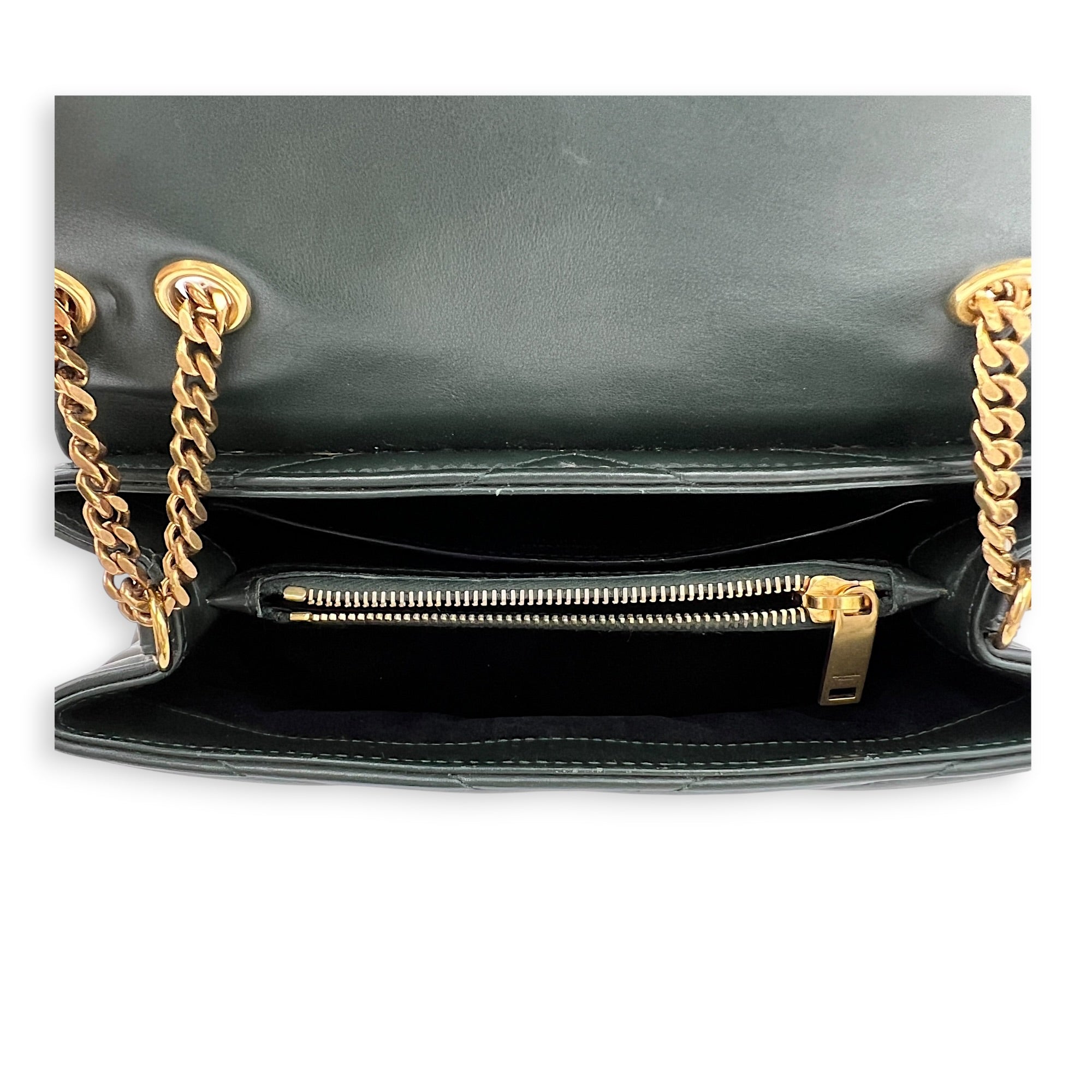 Loulou Shoulder Bag Green in Calfskin, Gold hardware