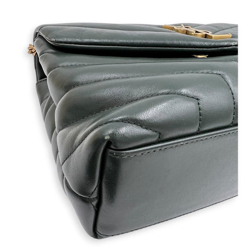 Loulou Shoulder Bag Green in Calfskin, Gold hardware