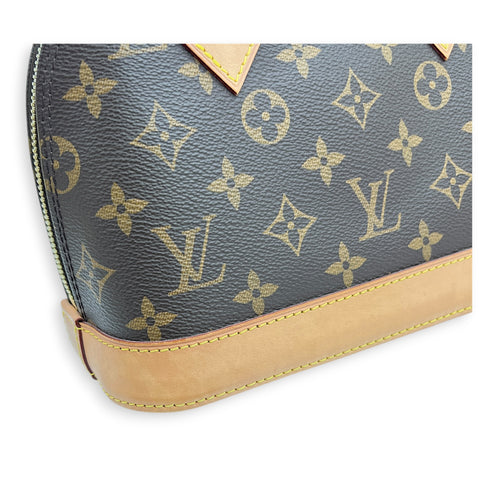 Alma Top Handle Bag BB Brown in Coated Canvas, Gold hardware