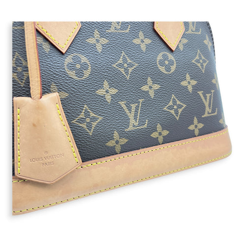 Alma Top Handle Bag BB Brown in Coated Canvas, Gold hardware