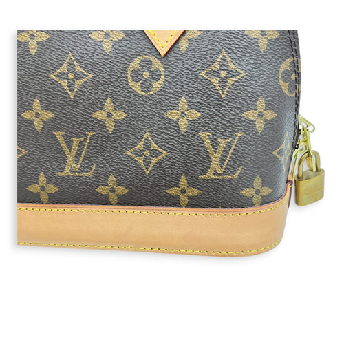 Alma Top Handle Bag BB Brown in Coated Canvas, Gold hardware
