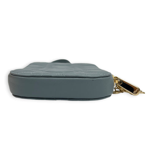 Others Phone Holder Blue in Lambskin, Silver hardware