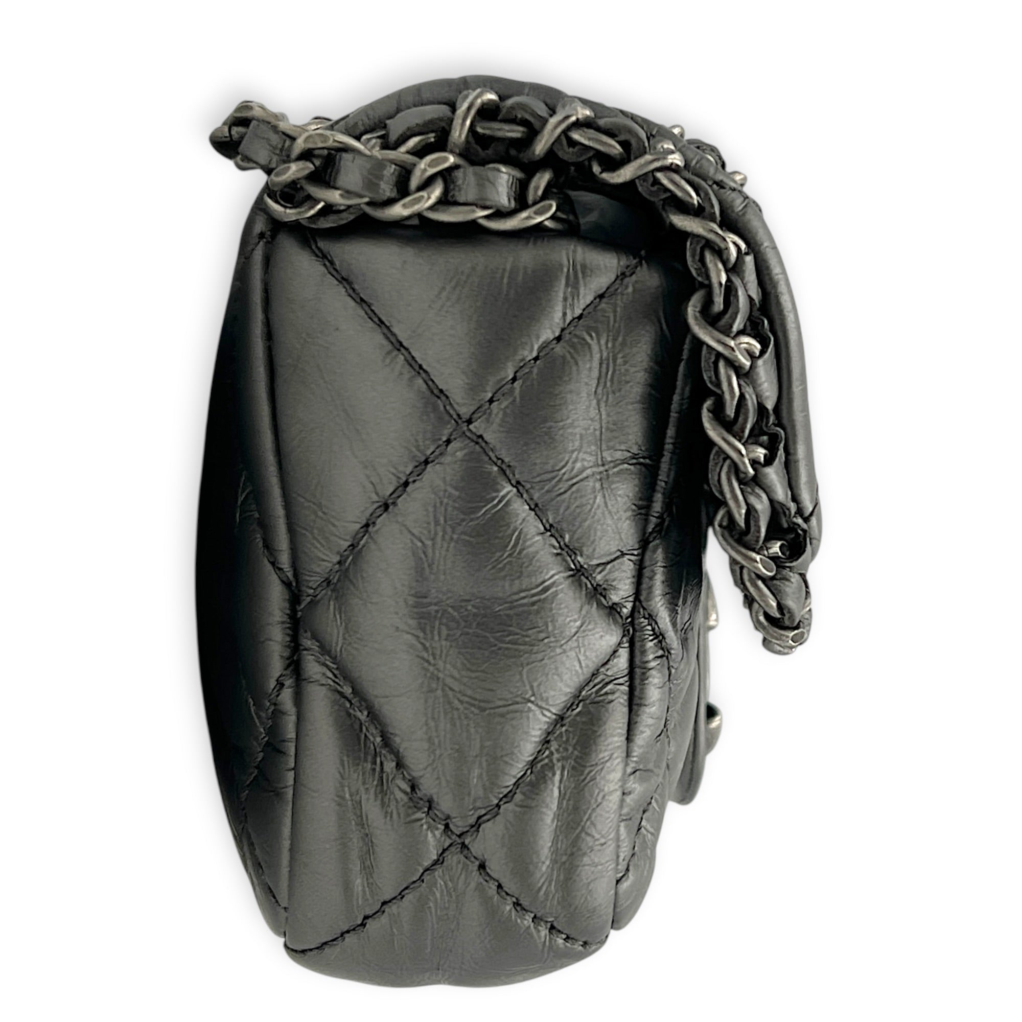 Chain Around Shoulder Bag Silver in Calfskin, Ruthenium hardware