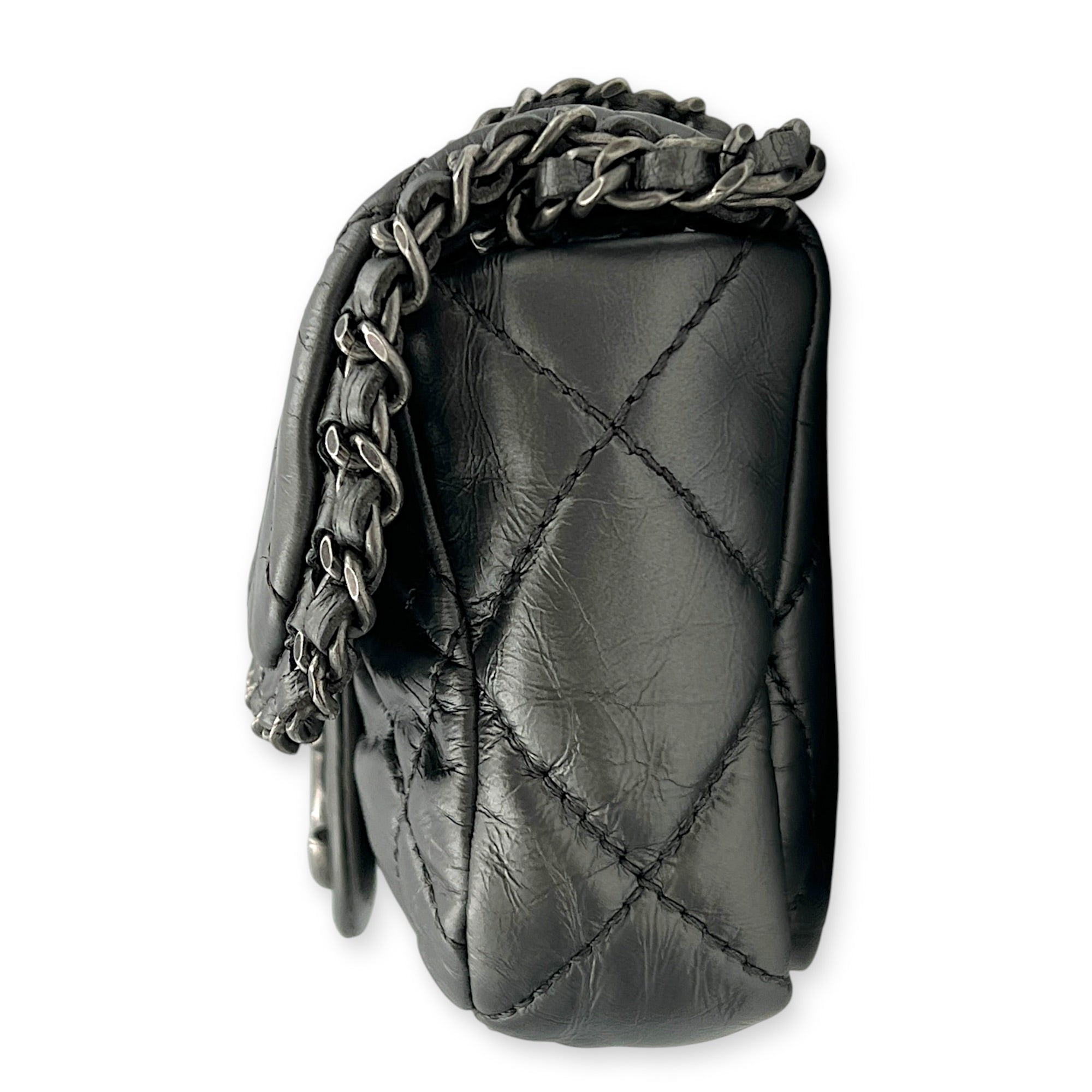Chain Around Shoulder Bag Silver in Calfskin, Ruthenium hardware