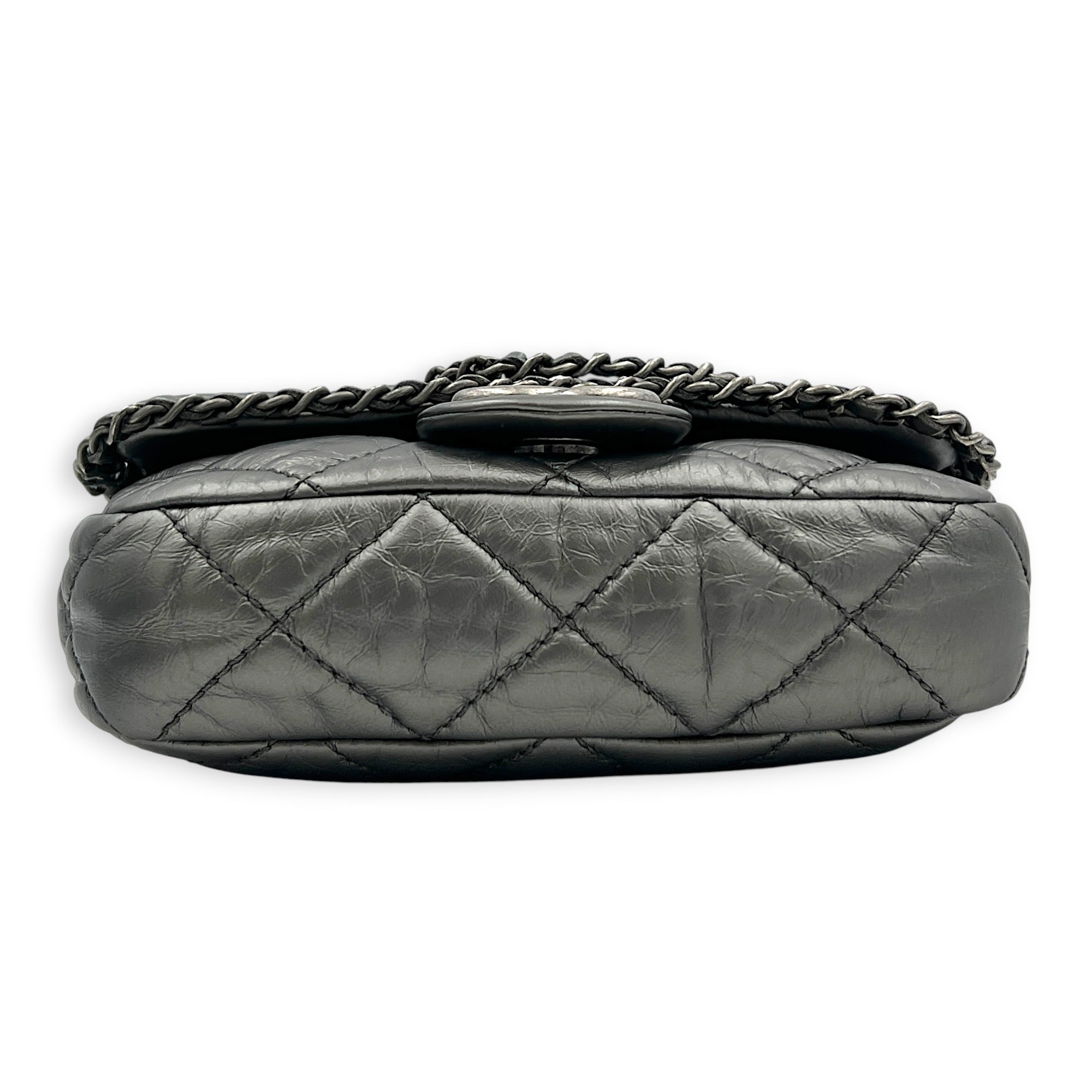 Chain Around Shoulder Bag Silver in Calfskin, Ruthenium hardware