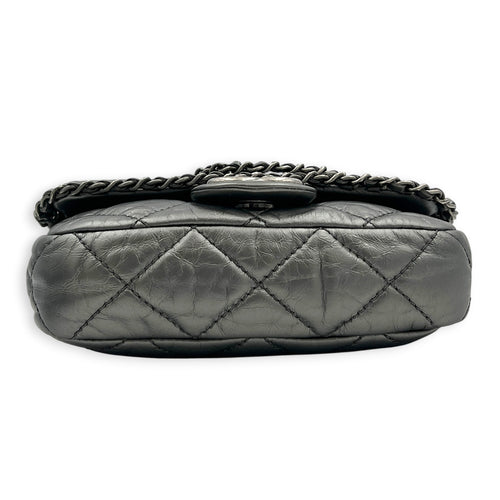 Chain Around Shoulder Bag Silver in Calfskin, Ruthenium hardware
