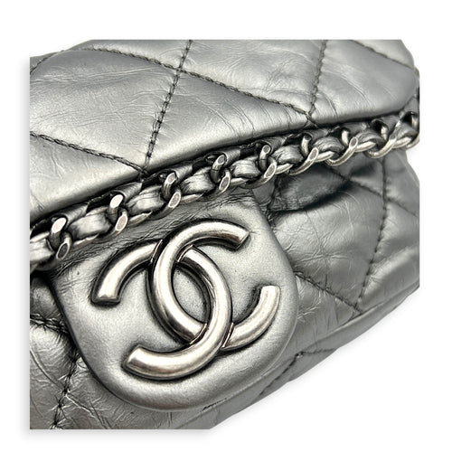 Chain Around Shoulder Bag Silver in Calfskin, Ruthenium hardware