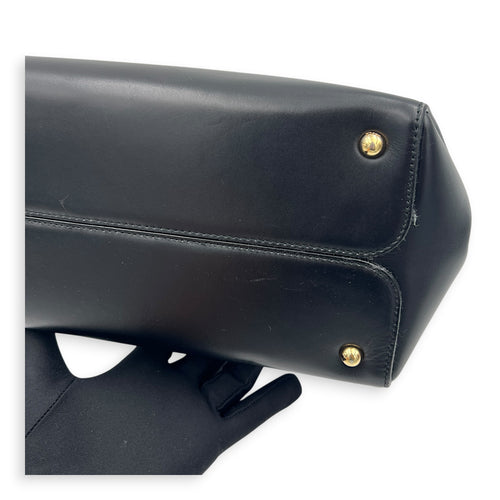 Open Bar Top Handle Bag Black in Calfskin, Gold hardware