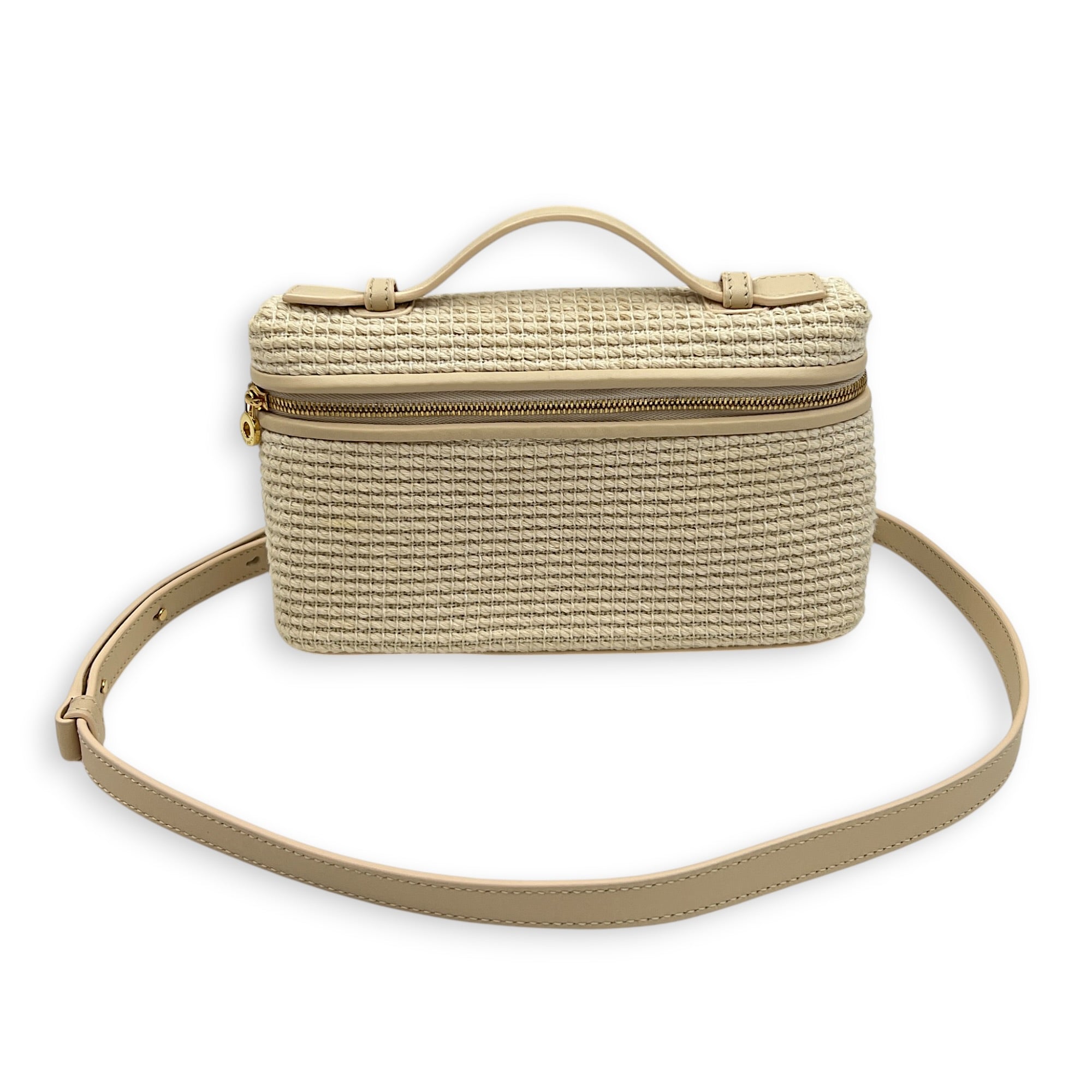 L19 Crossbody Bag Beige in Fabric, Gold hardware