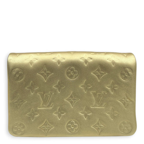 Pochette Coussin Gold Crossbody Bag in Lambskin, Silver hardware