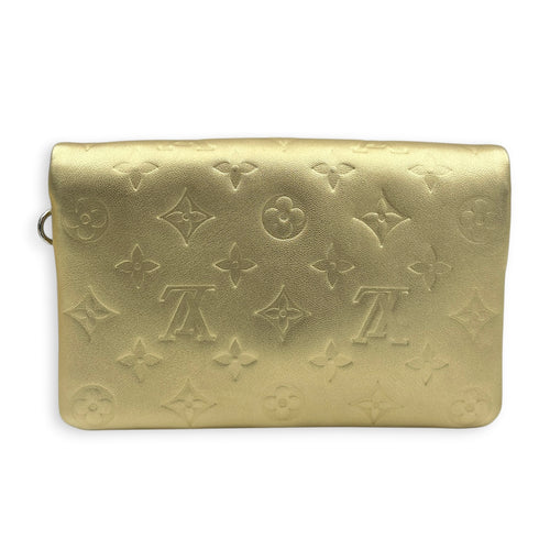 Pochette Coussin Gold Crossbody Bag in Lambskin, Silver hardware