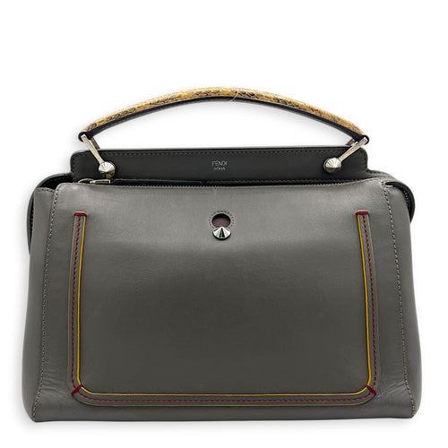 Dotcom Python Top Handle Bag Grey in Calfskin, Silver hardware