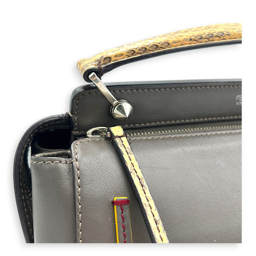 Dotcom Python Top Handle Bag Grey in Calfskin, Silver hardware