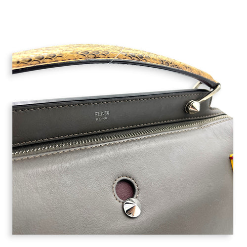 Dotcom Python Top Handle Bag Grey in Calfskin, Silver hardware