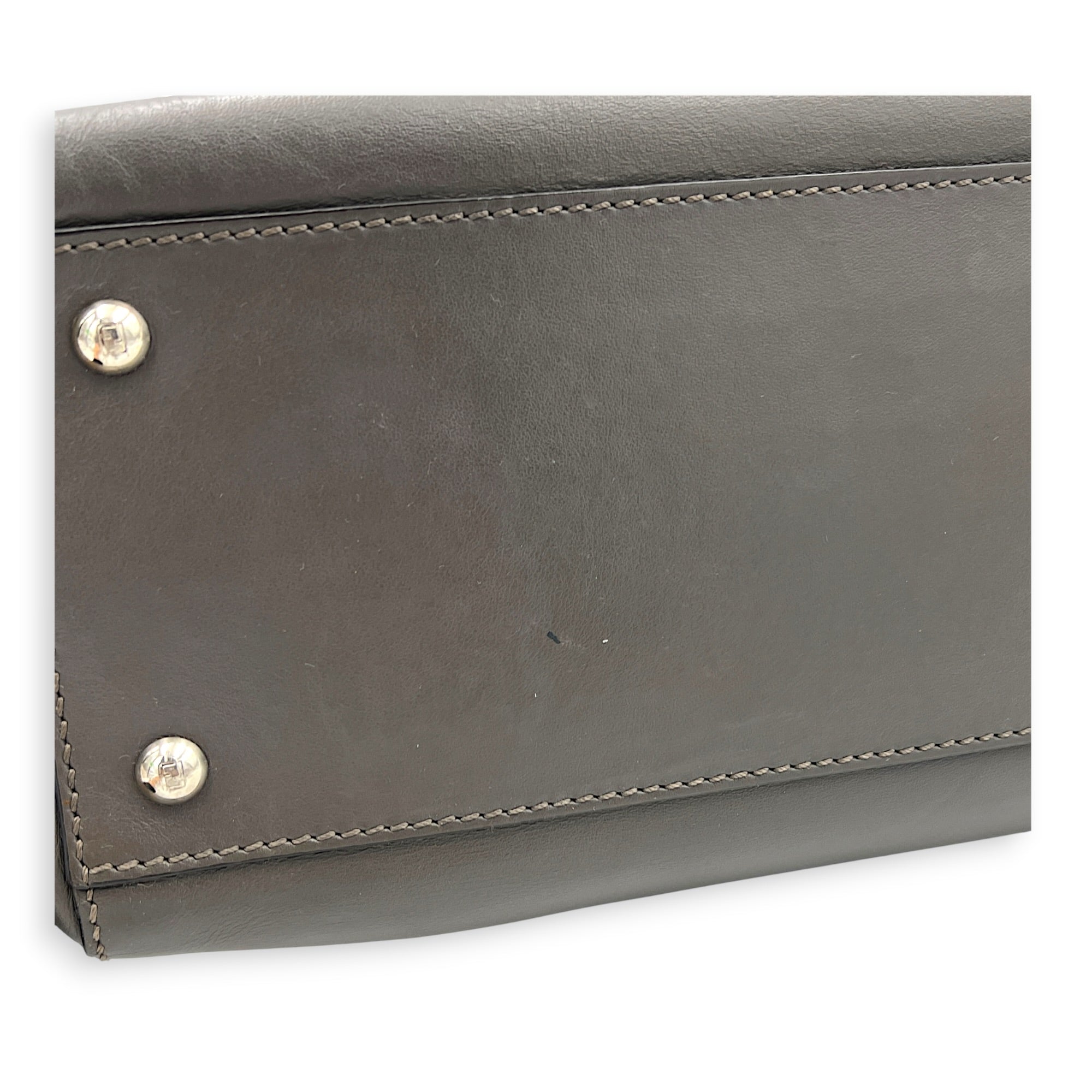 Dotcom Python Top Handle Bag Grey in Calfskin, Silver hardware