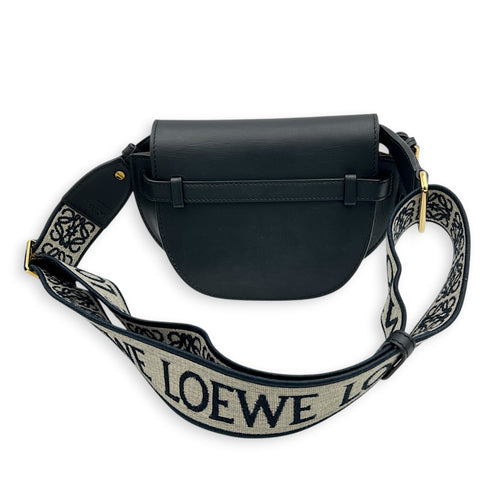 Gate Dual Blue Shoulder Bag in Calfskin, Gold hardware