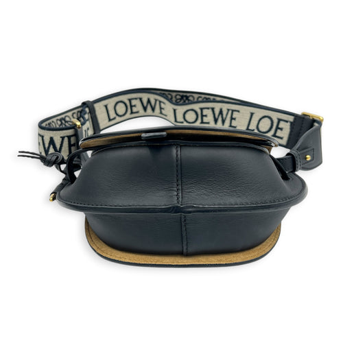 Gate Dual Blue Shoulder Bag in Calfskin, Gold hardware