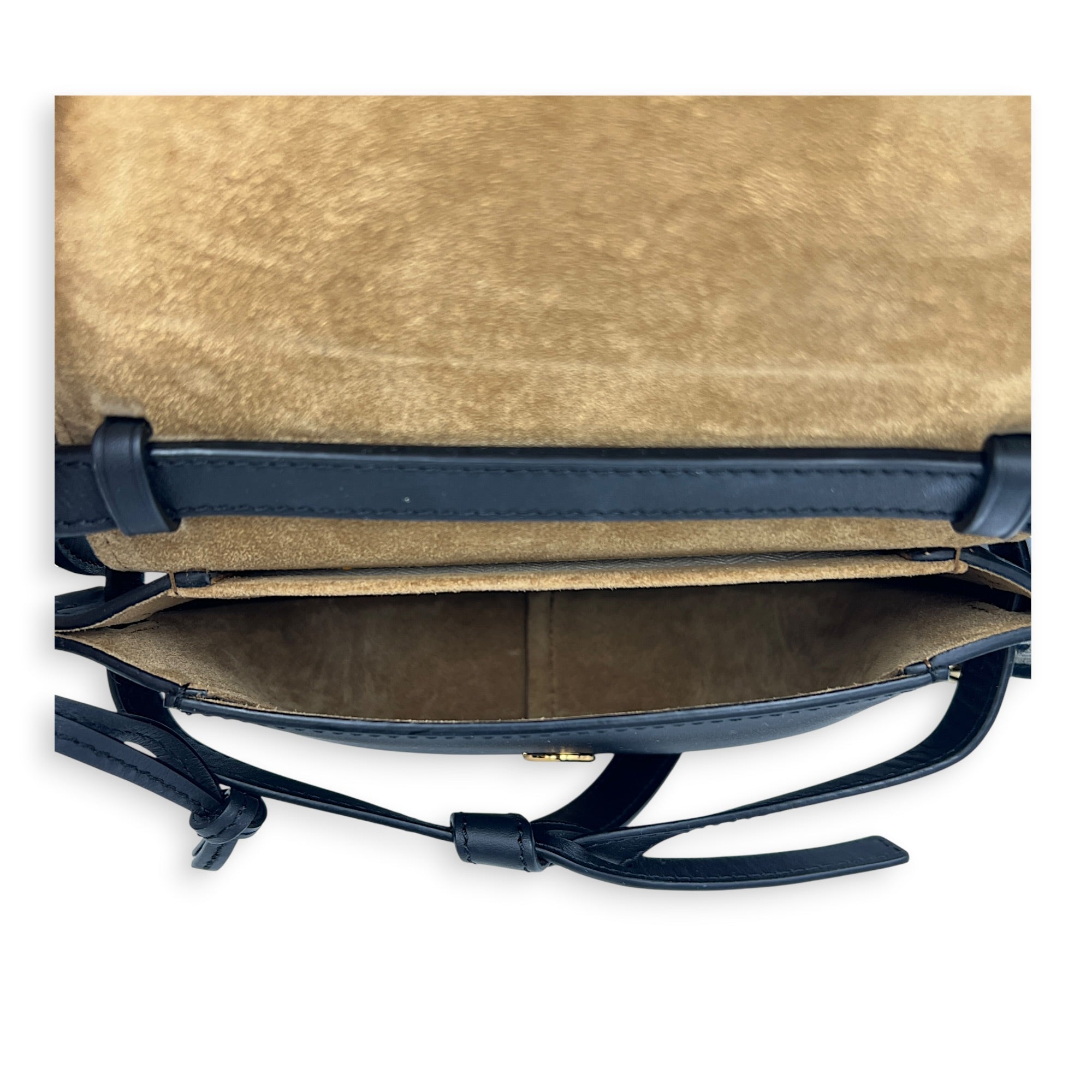 Gate Dual Blue Shoulder Bag in Calfskin, Gold hardware