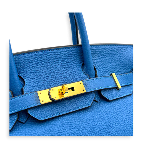 Birkin 30 Bleu Frida Top Handle Bag in Clemence, Gold hardware