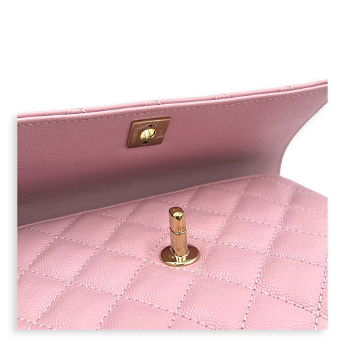 Coco Top Handle Bag Pink in Caviar Leather, Gold hardware