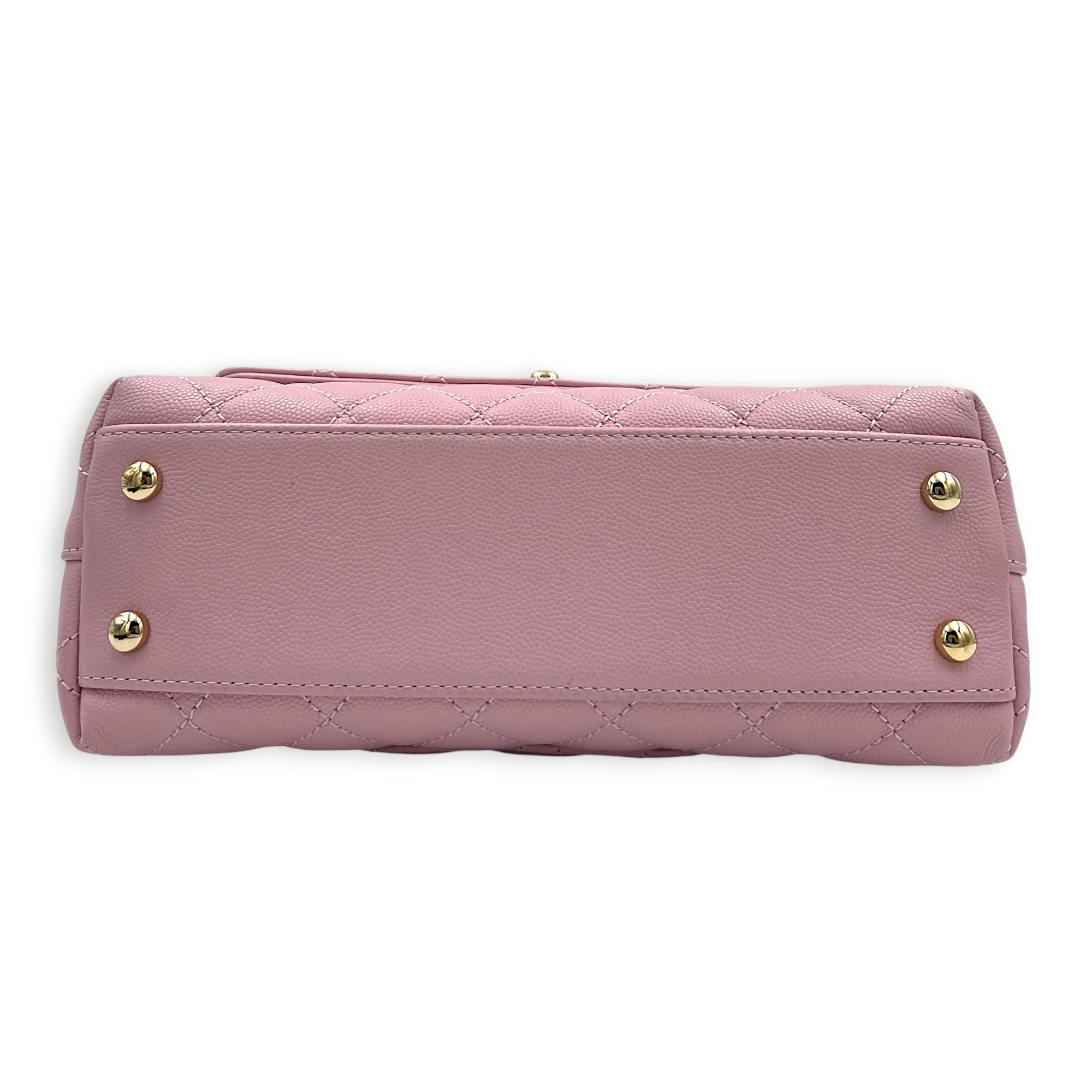 Coco Top Handle Bag Pink in Caviar Leather, Gold hardware